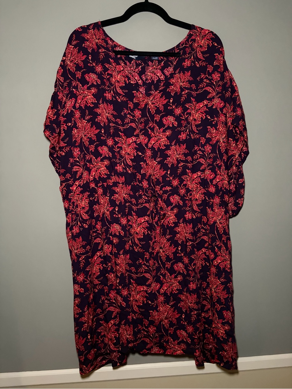 Lands’ End Floral Swimsuit Cover Up Midi Dress Tunic 100% Modal Elastic Waist